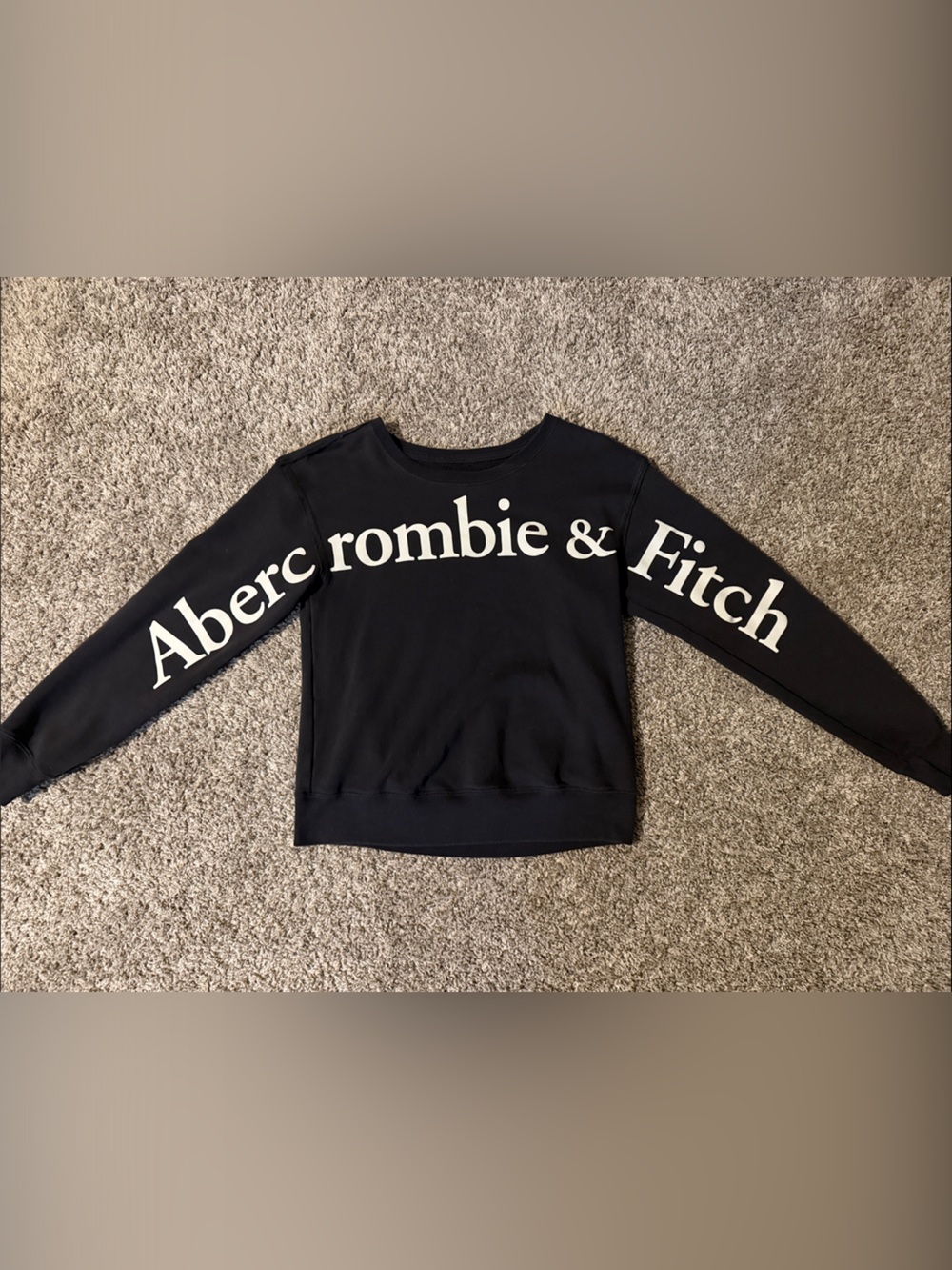 Abercrombie & Fitch Black Crewneck with White Sleeve Logo